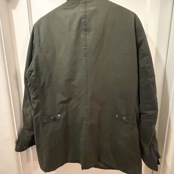 Barbour International 1936 V Four Green Waxed Motorcycle Jacket Men's - Picture 2 of 5